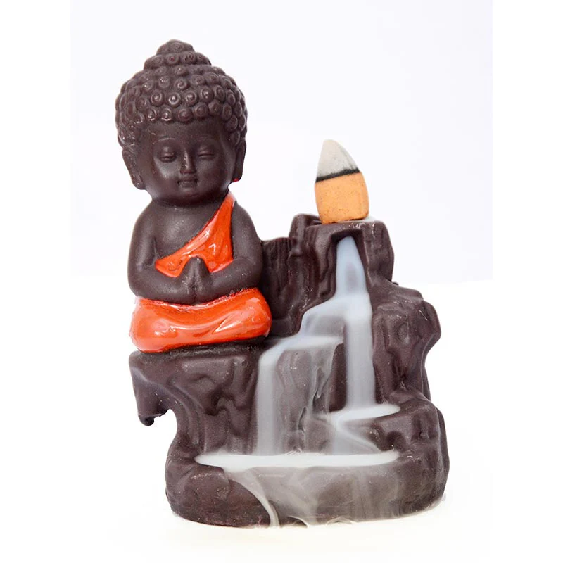 Buddha Stones Backflow Fumo Fontana Ceramica Benedizione Bruciatore Incenso Decorazione - Image 7