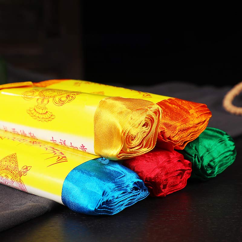 Buddha Stones Benedizione Tibetana Auspicioso 5 Colori Jacquard Khata Decorazione - Image 14
