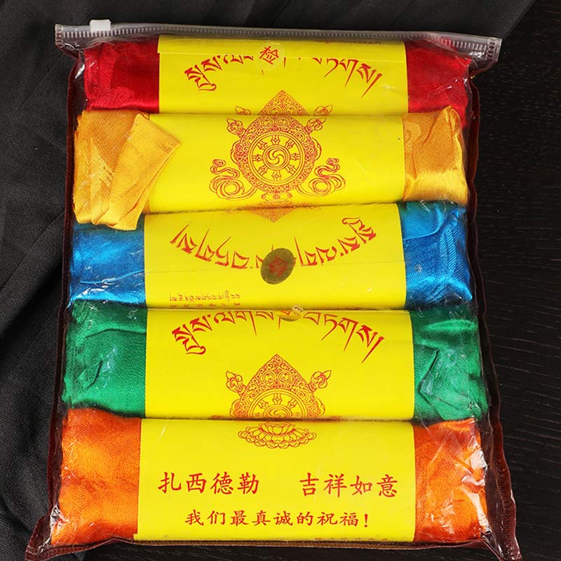 Buddha Stones Benedizione Tibetana Auspicioso 5 Colori Jacquard Khata Decorazione - Image 15