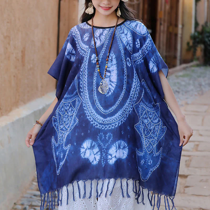 Buddha Stones Blue Geometry Batik Scialle Nappe Maglione da viaggio accogliente 90*95cm