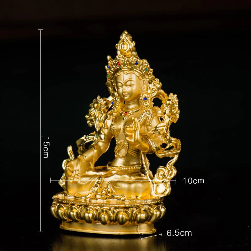 Buddha Stones Bodhisattva Tara Bianca Speranza Protezione Statua Placcata Oro Decorazione - Image 15