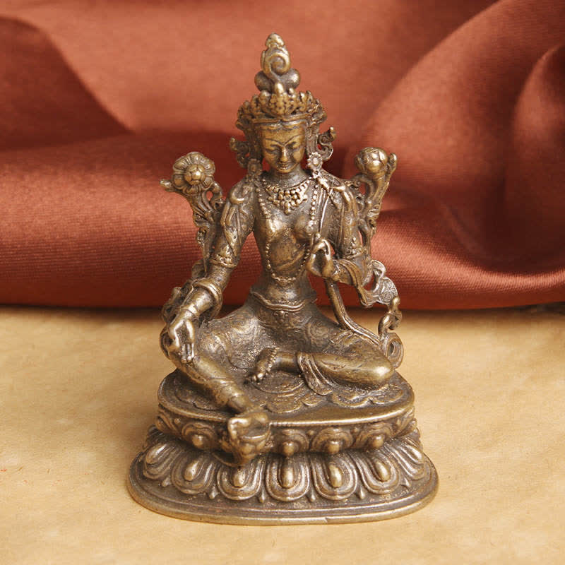 Buddha Stones Bodhisattva Tara Verde Calma Speranza Statua Rame Decorazione - Image 4