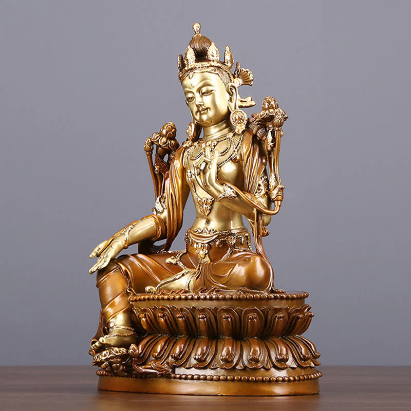 Buddha Stones Bodhisattva Tara Verde Figurina Protezione Ottone Rame Statua Casa Offerta Decorazione - Image 5