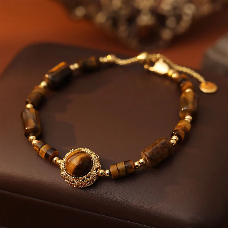 Buddha Stones Bracciale a catena rinforzata in occhio di tigre naturale per protezione e resistenza - Image 2