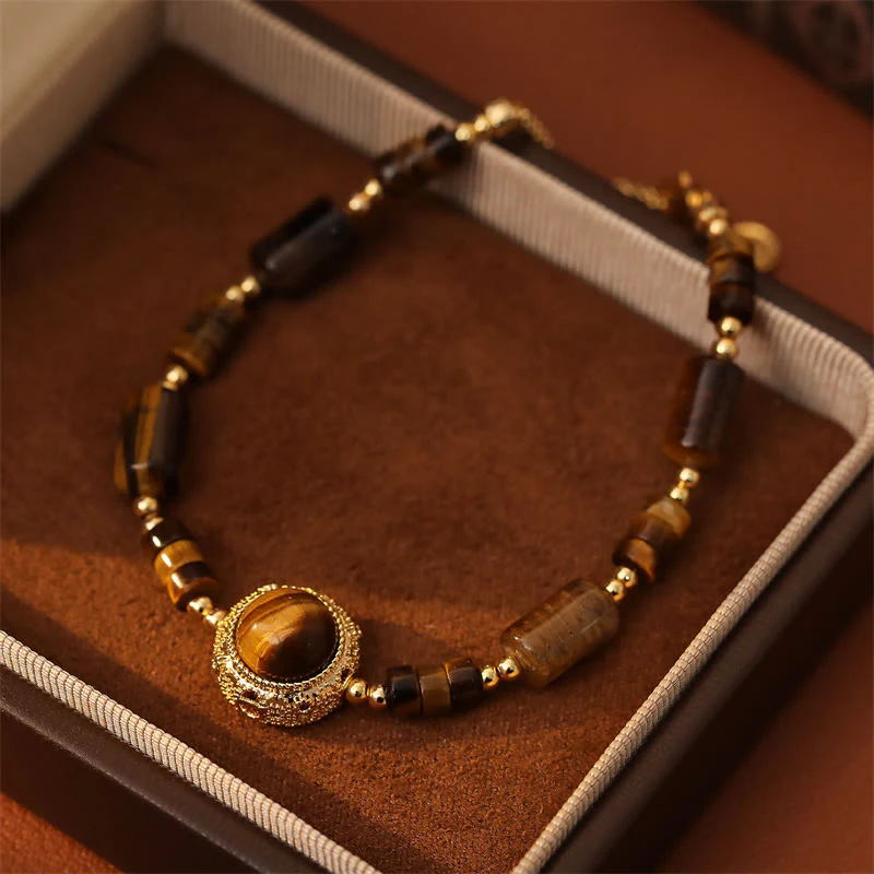 Buddha Stones Bracciale a catena rinforzata in occhio di tigre naturale per protezione e resistenza - Image 3