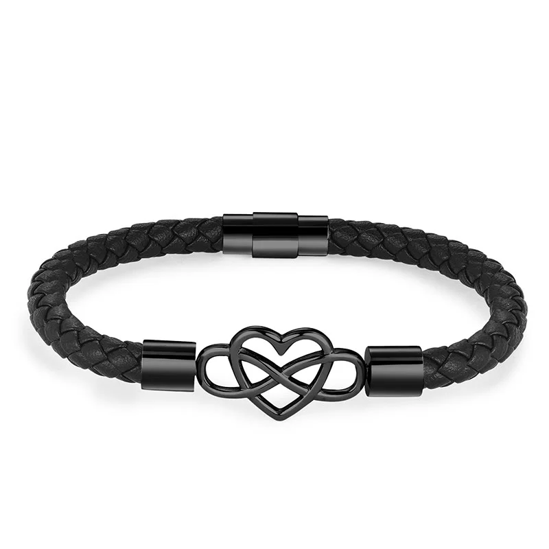 Buddha Stones Bracciale con fibbia rinforzata in acciaio e titanio in pelle geometrica - Image 9