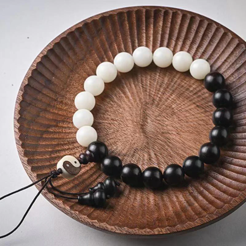 Buddha Stones Bracciale di protezione YinYang in ebano Decorazione - Image 3