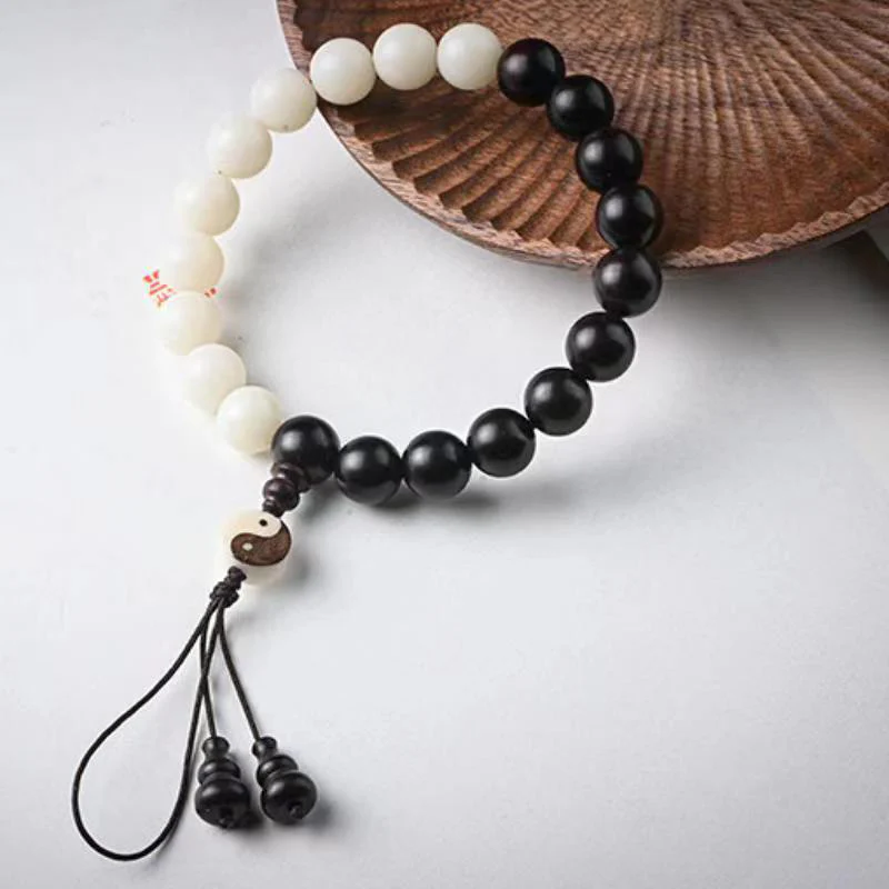 Buddha Stones Bracciale di protezione YinYang in ebano Decorazione - Image 4