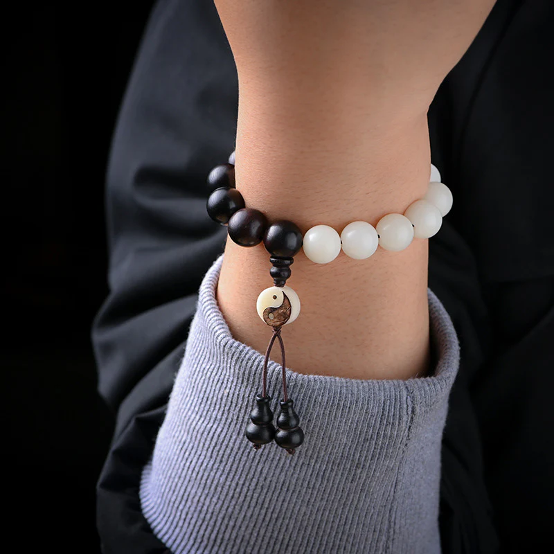 Buddha Stones Bracciale di protezione YinYang in ebano Decorazione - Image 5