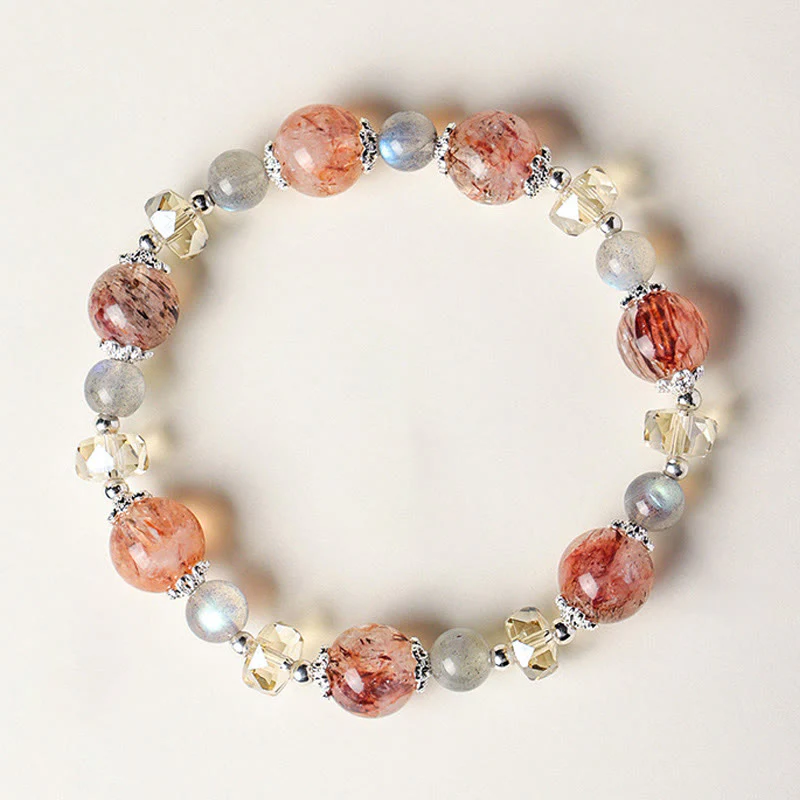Buddha Stones Bracciale Peace con perline sfaccettate scintillanti di acquamarina naturale Super Seven. - Image 10