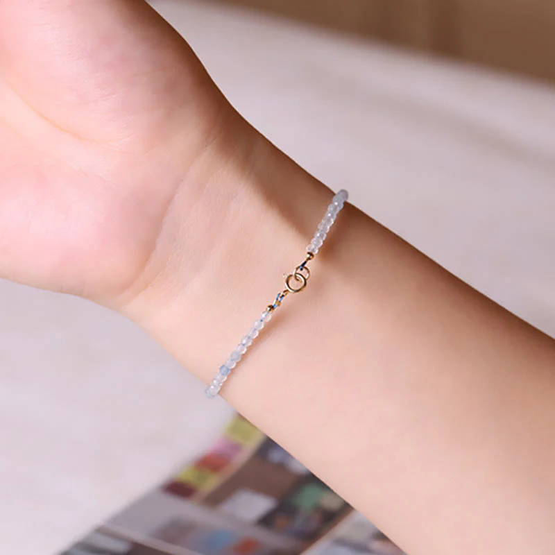 Buddha Stones Bracciale Peace con perline sfaccettate ultrafini da 2 mm di acquamarina naturale. - Image 10