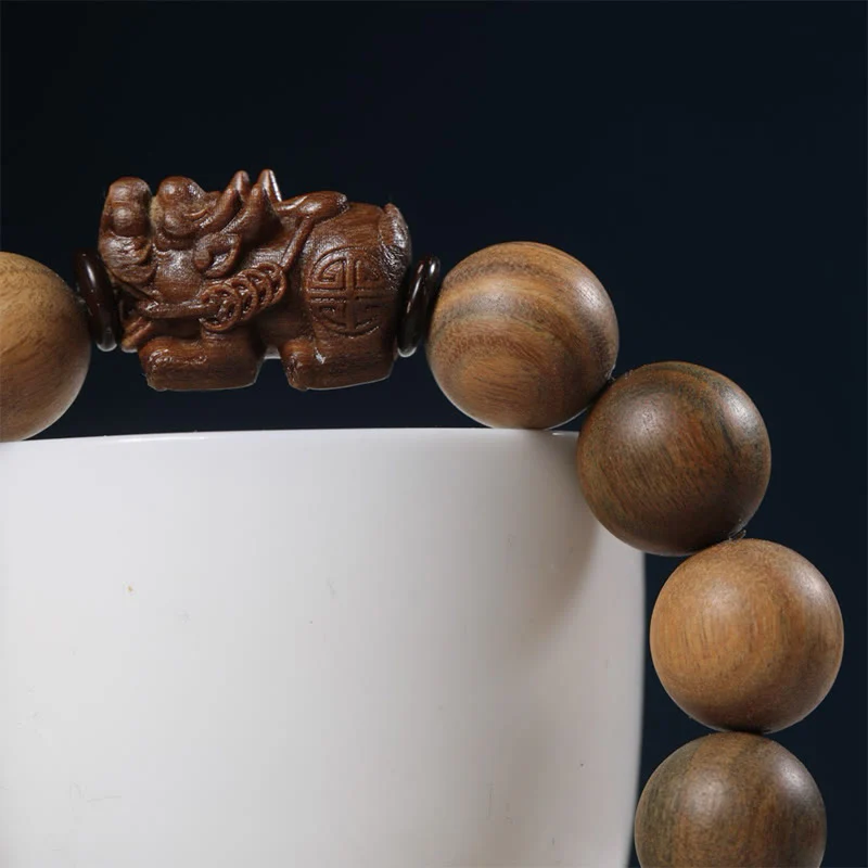 Buddha Stones Bracciale Pixiu Attract Wealth in legno di sandalo verde - Image 10