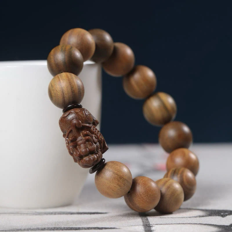 Buddha Stones Bracciale Pixiu Attract Wealth in legno di sandalo verde - Image 3