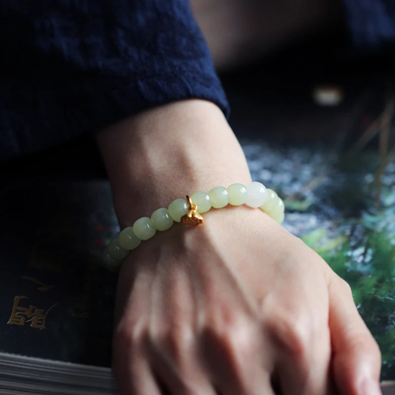 Buddha Stones Bracciale regolabile Jade Lotus Abundance - Image 8