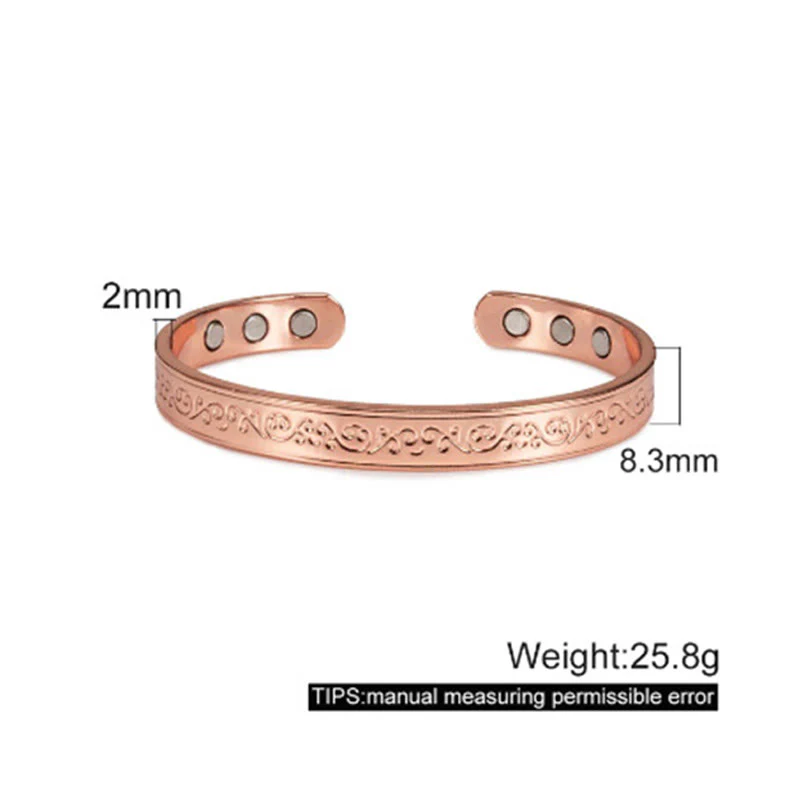 Buddha Stones Bracciale rigido aperto con motivo inciso in rame - Image 12