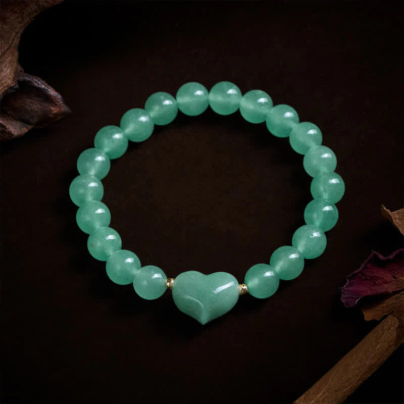 Buddha Stones Bracciale spirituale a forma di cuore con ametista naturale, avventurina verde, occhio di tigre e quarzo fragola. - Image 15