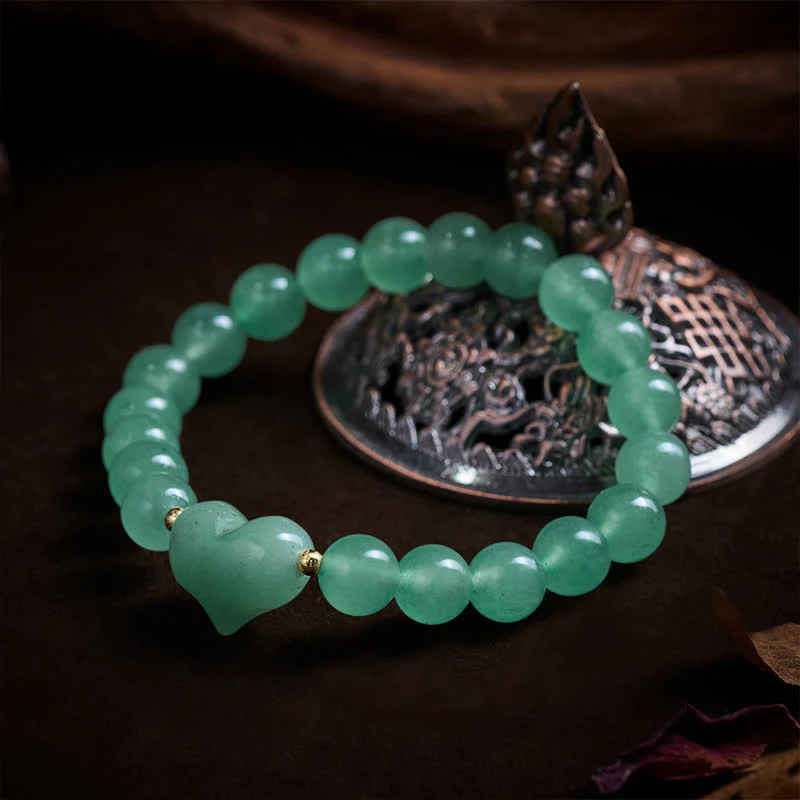 Buddha Stones Bracciale spirituale a forma di cuore con ametista naturale, avventurina verde, occhio di tigre e quarzo fragola. - Image 16
