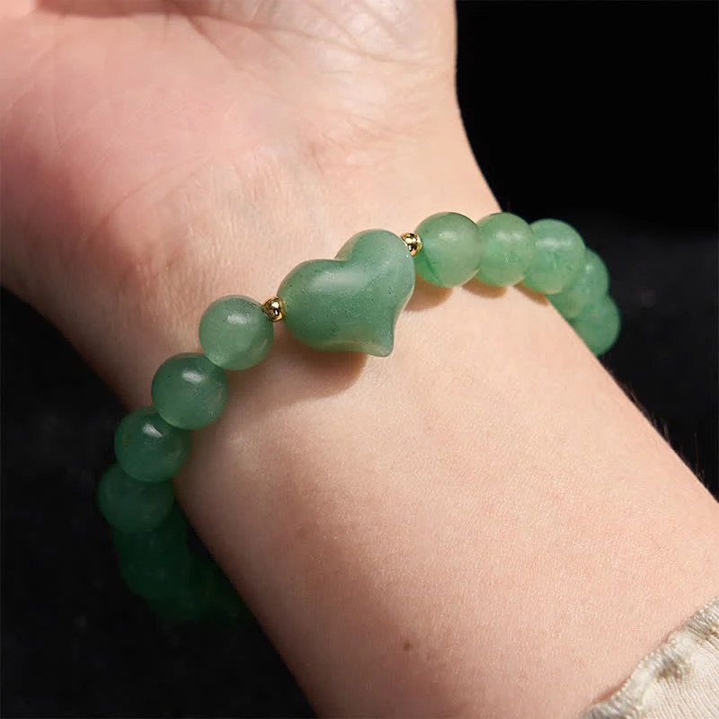 Buddha Stones Bracciale spirituale a forma di cuore con ametista naturale, avventurina verde, occhio di tigre e quarzo fragola. - Image 17