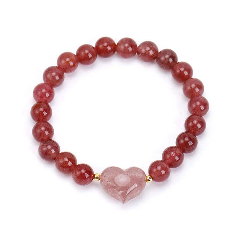 Buddha Stones Bracciale spirituale a forma di cuore con ametista naturale, avventurina verde, occhio di tigre e quarzo fragola. - Image 19