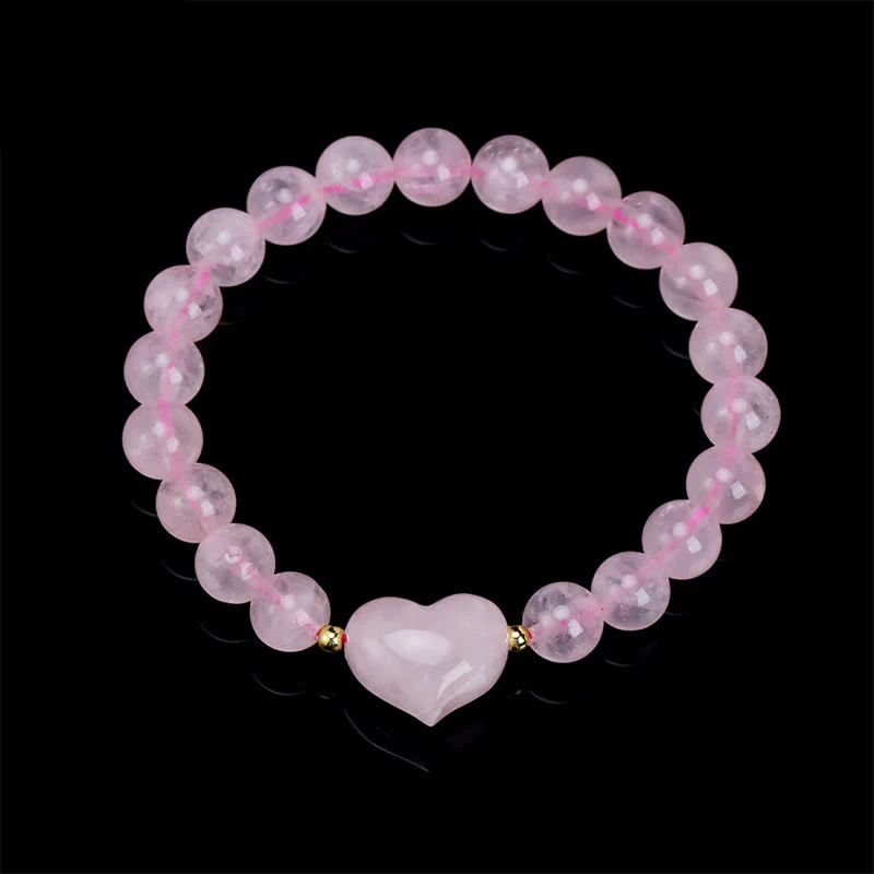 Buddha Stones Bracciale spirituale a forma di cuore con ametista naturale, avventurina verde, occhio di tigre e quarzo fragola. - Image 27
