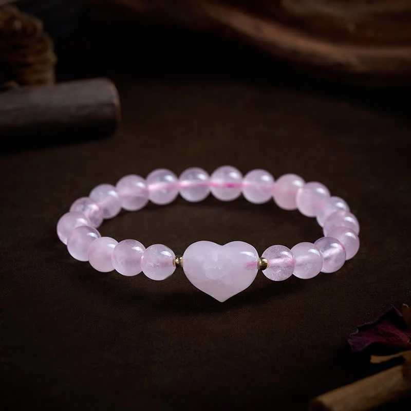 Buddha Stones Bracciale spirituale a forma di cuore con ametista naturale, avventurina verde, occhio di tigre e quarzo fragola. - Image 28