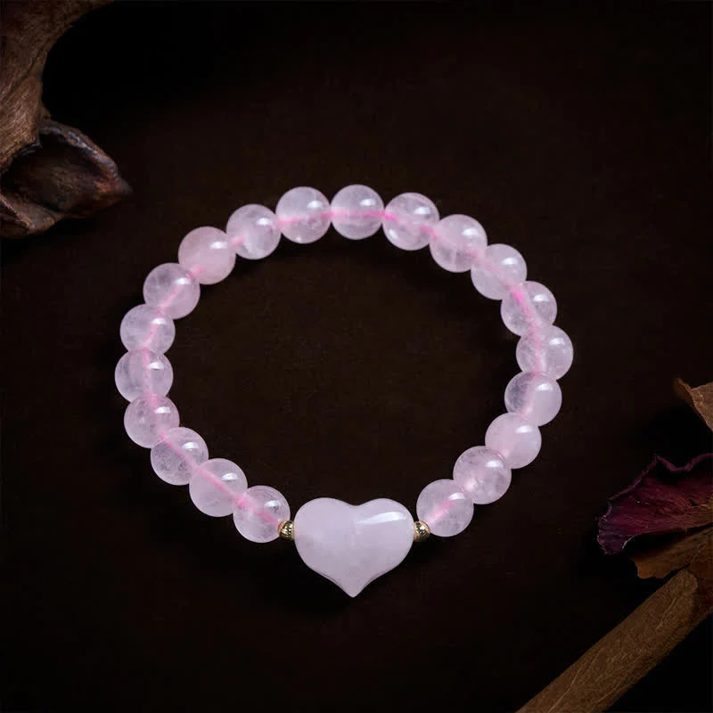 Buddha Stones Bracciale spirituale a forma di cuore con ametista naturale, avventurina verde, occhio di tigre e quarzo fragola. - Image 30