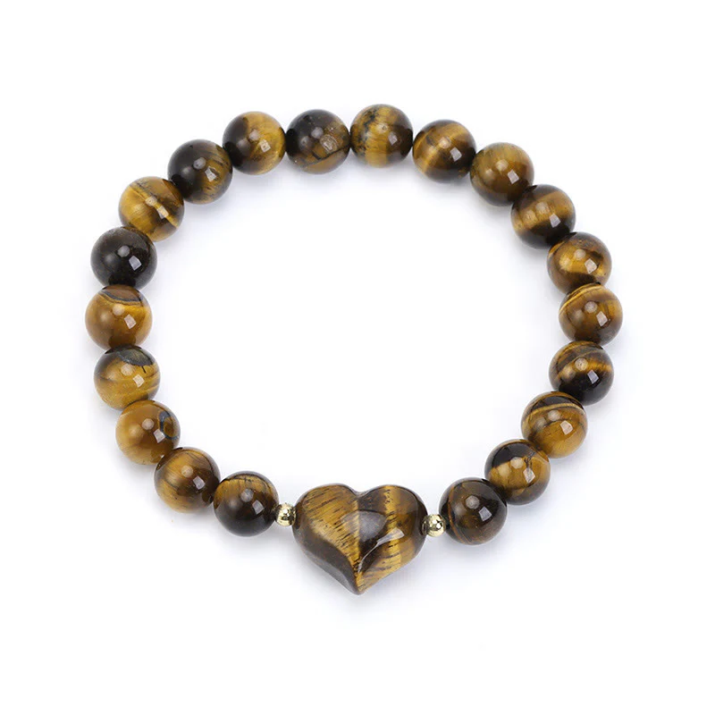 Buddha Stones Bracciale spirituale a forma di cuore con ametista naturale, avventurina verde, occhio di tigre e quarzo fragola. - Image 33