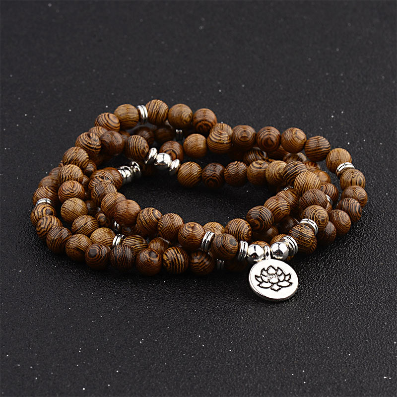 Buddha Stones Braccialetto di legno di fulmine tibetano Buddha Mala di loto - Image 5