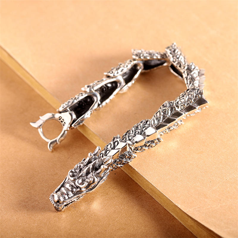 Buddha Stones Braccialetto in argento sterling 925 con drago, fortuna e successo - Image 2