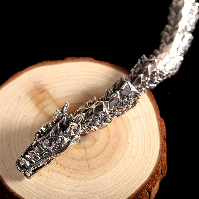Buddha Stones Braccialetto in argento sterling 925 con drago, fortuna e successo - Image 4
