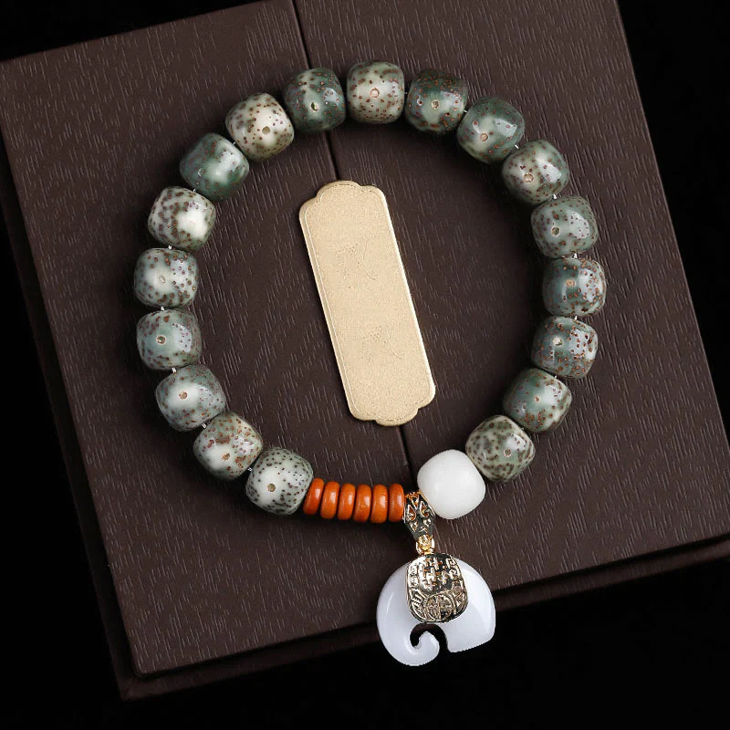 Buddha Stones Braccialetto per la pace interiore con motivo a elefante, stella e luna, lucidato a mano - Image 15