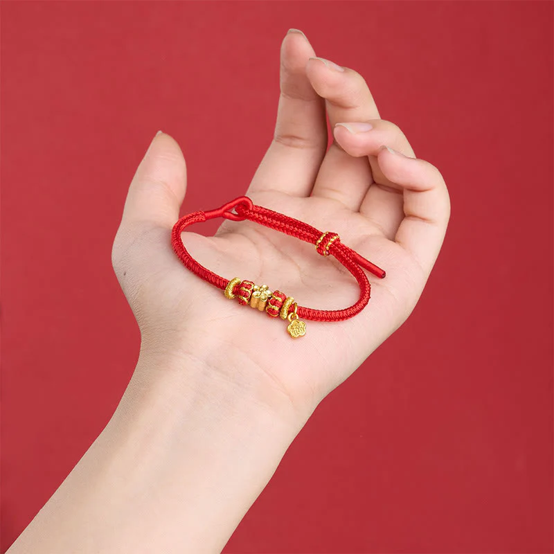 Buddha Stones Braccialetto portafortuna in filo di rame rosso con carattere Om Mani Padme Hum Fu - Image 15