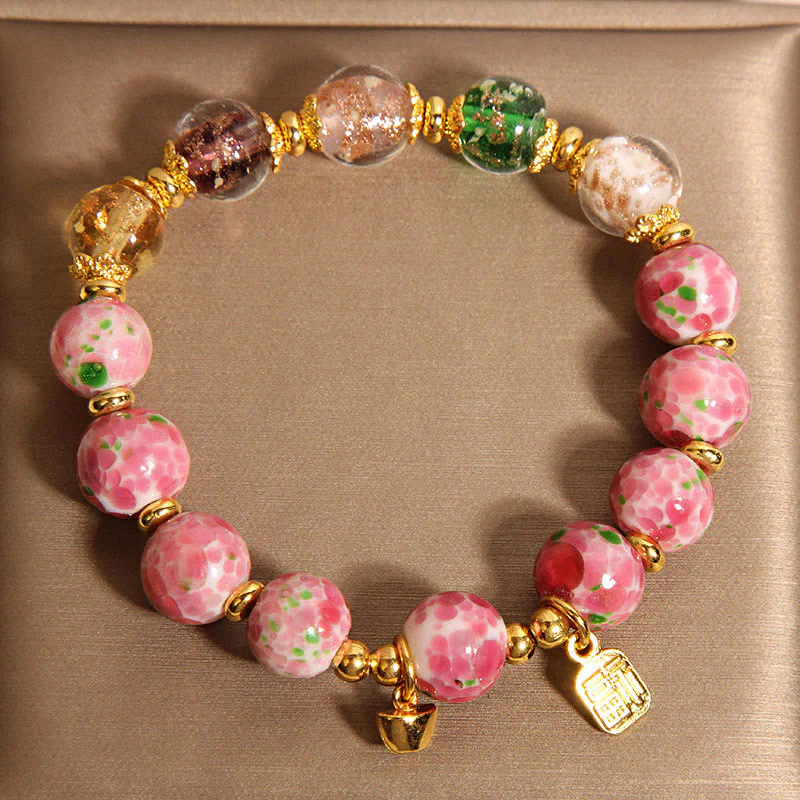 Buddha Stones Braccialetto portafortuna Liuli rosa con carattere Fu - Image 6