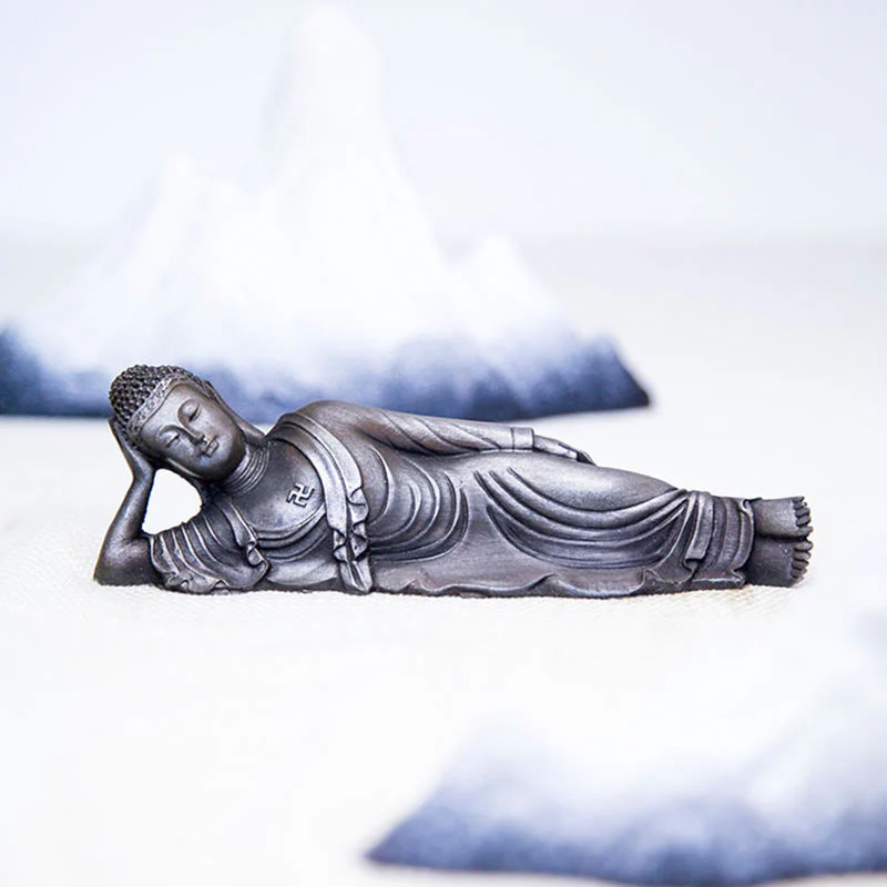 Buddha Stones Buddha Sdraiato Shakyamuni Ferro Polvere Ruggine Statua Resina Decorazione Casa - Image 25