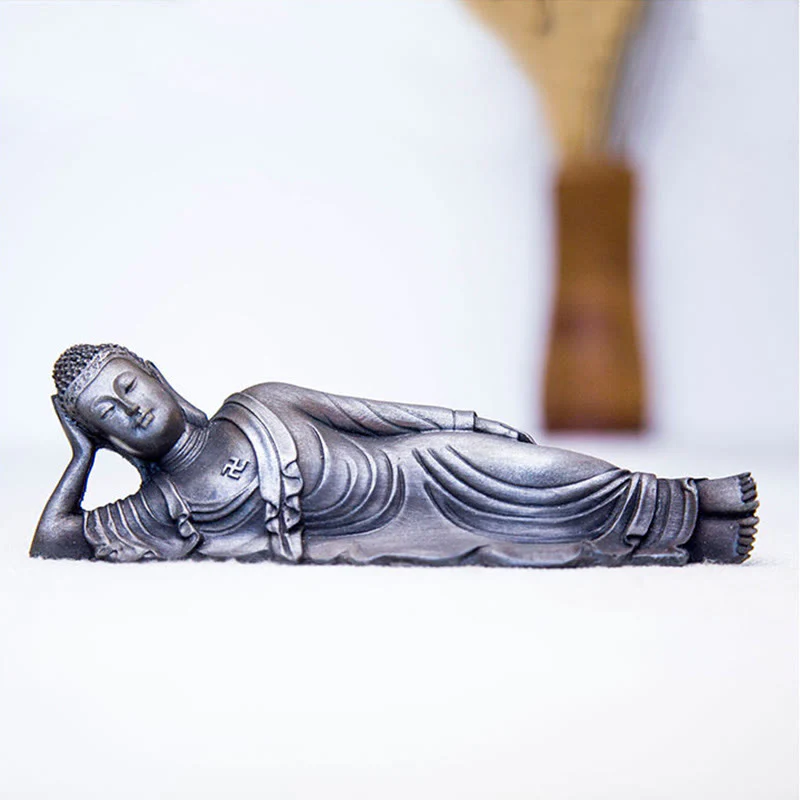Buddha Stones Buddha Sdraiato Shakyamuni Ferro Polvere Ruggine Statua Resina Decorazione Casa - Image 28