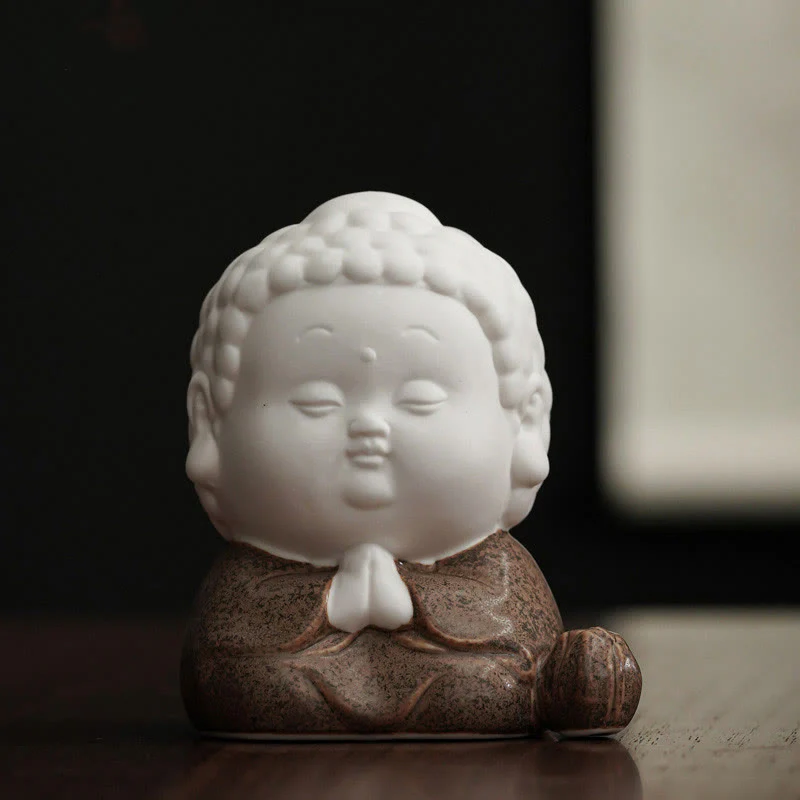 Buddha Stones Buddha seduto in piedi reclinato in ceramica bruciatore di incenso curativo decorazione da scrivania - Image 12