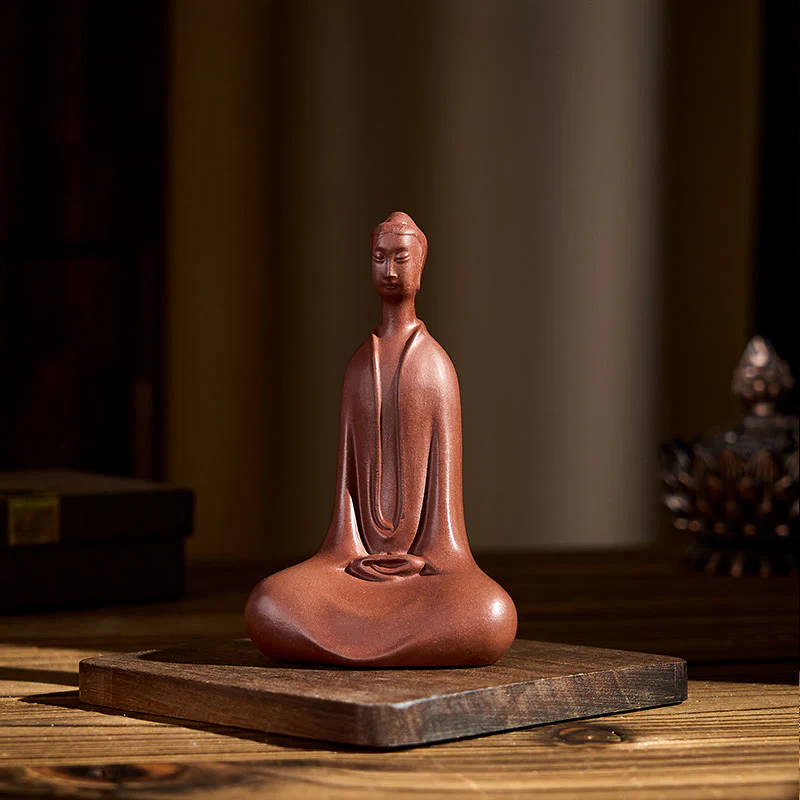Buddha Stones Buddha senza forma Argilla viola Serenità Decorazione per la scrivania di casa 5,7*9,6 cm - Image 3