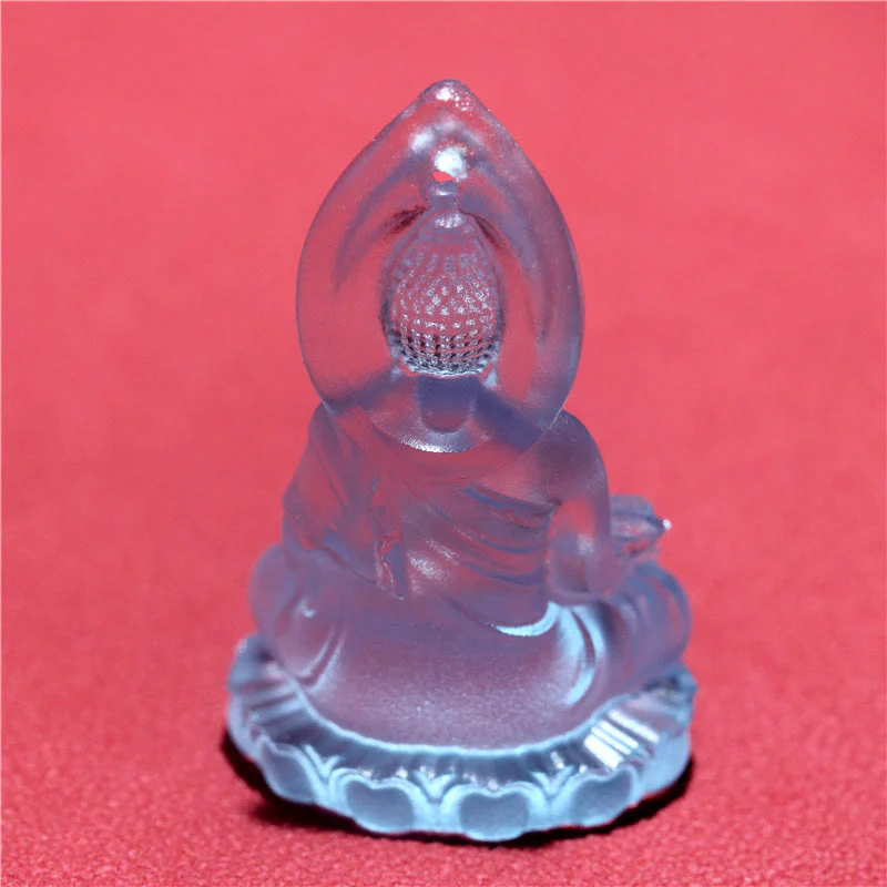 Buddha Stones Buddha Tathagata blu Buddha della medicina Liuli cristallo amuleto della serenità collana pendente - Image 11