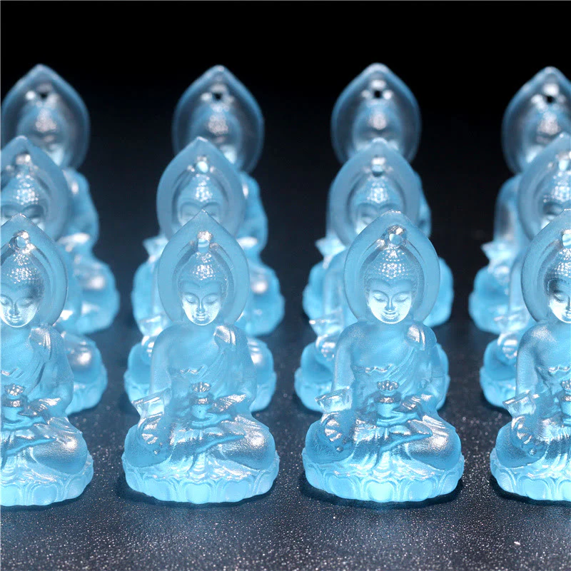 Buddha Stones Buddha Tathagata blu Buddha della medicina Liuli cristallo amuleto della serenità collana pendente - Image 14