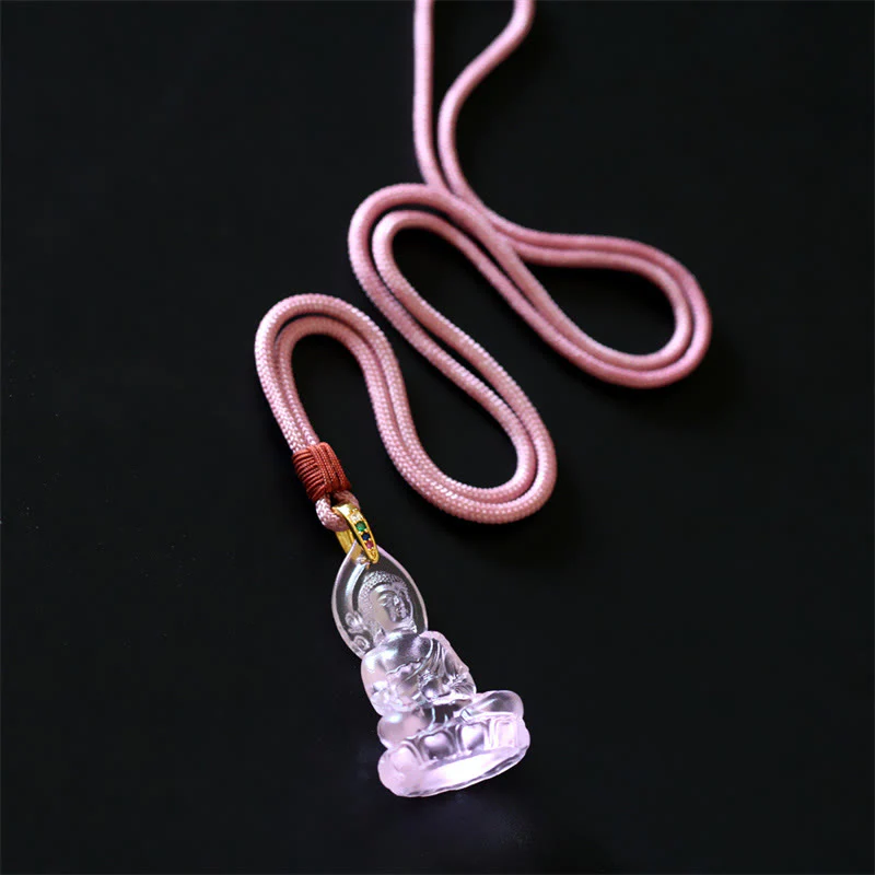 Buddha Stones Buddha Tathagata blu Buddha della medicina Liuli cristallo amuleto della serenità collana pendente - Image 21