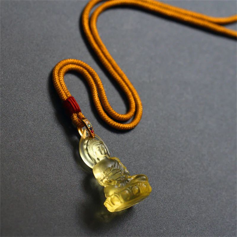 Buddha Stones Buddha Tathagata blu Buddha della medicina Liuli cristallo amuleto della serenità collana pendente - Image 24