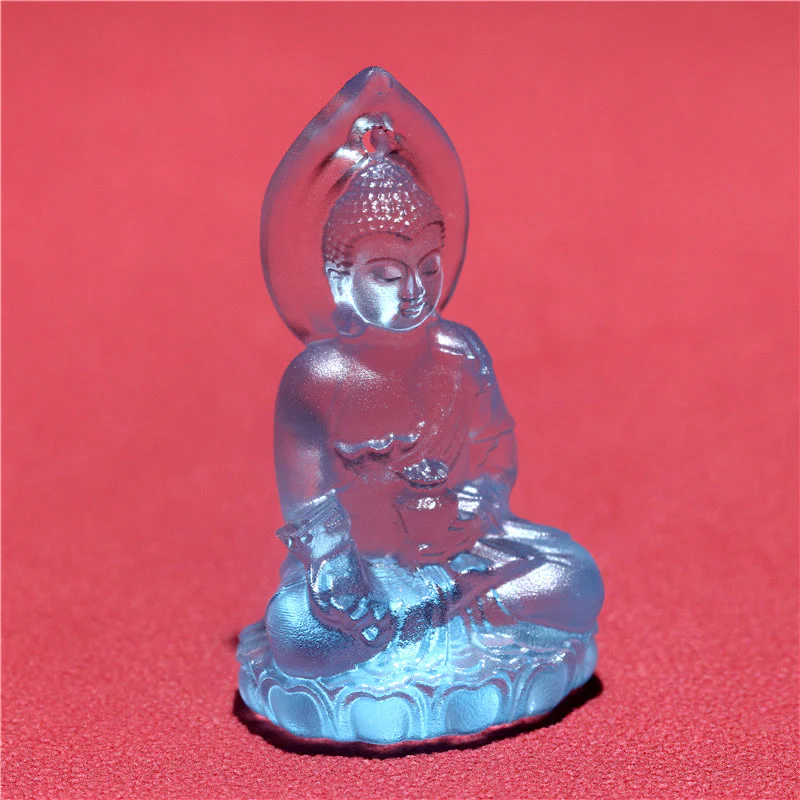 Buddha Stones Buddha Tathagata blu Buddha della medicina Liuli cristallo amuleto della serenità collana pendente - Image 8