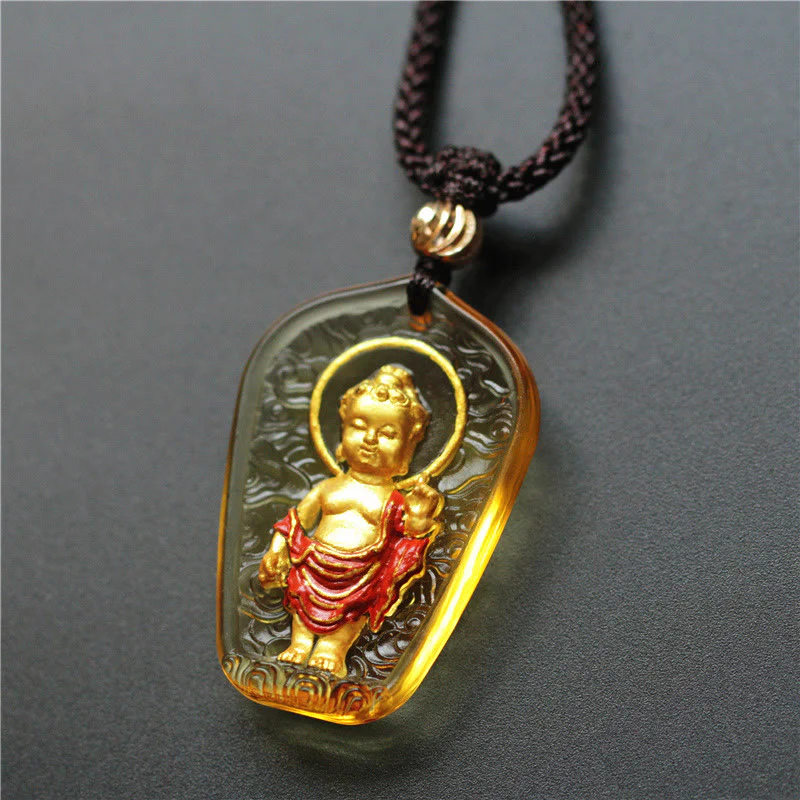 Buddha Stones Buddha tibetano Liuli Cristallo Serenity Collana Pendente