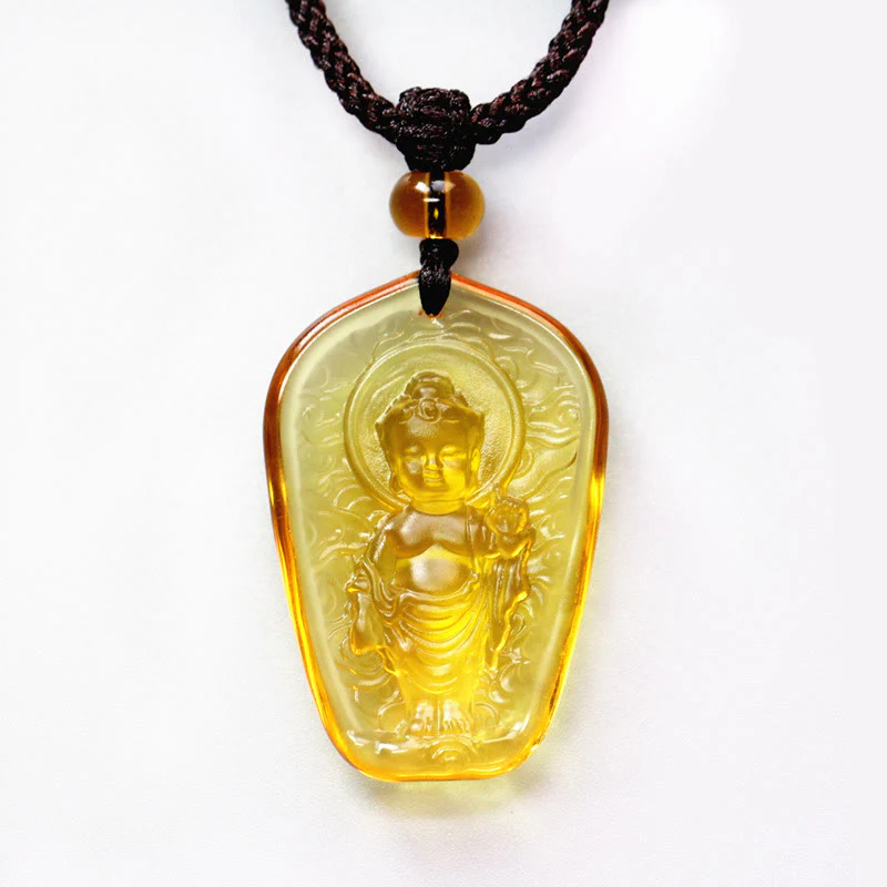Buddha Stones Buddha tibetano Liuli Cristallo Serenity Collana Pendente - Image 4