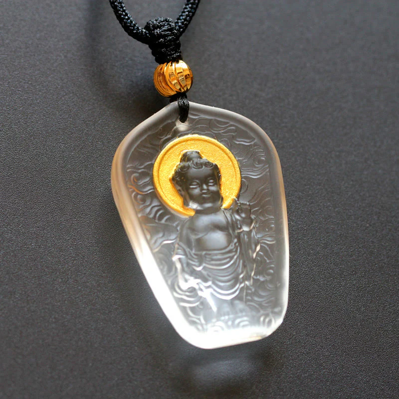 Buddha Stones Buddha tibetano Liuli Cristallo Serenity Collana Pendente - Image 5