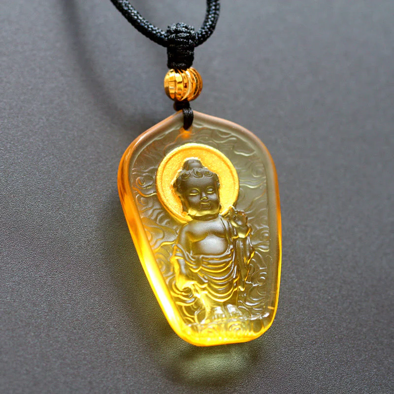 Buddha Stones Buddha tibetano Liuli Cristallo Serenity Collana Pendente - Image 6