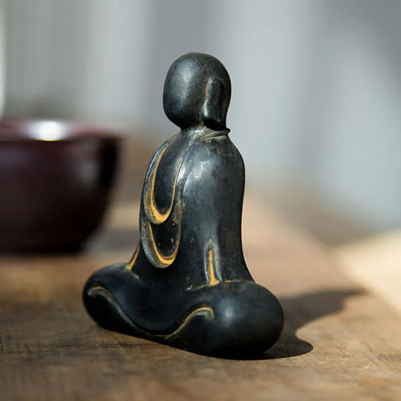 Buddha Stones Buddha tibetano polvere di ferro ruggine statua in resina fusa decorazione da scrivania - Image 14
