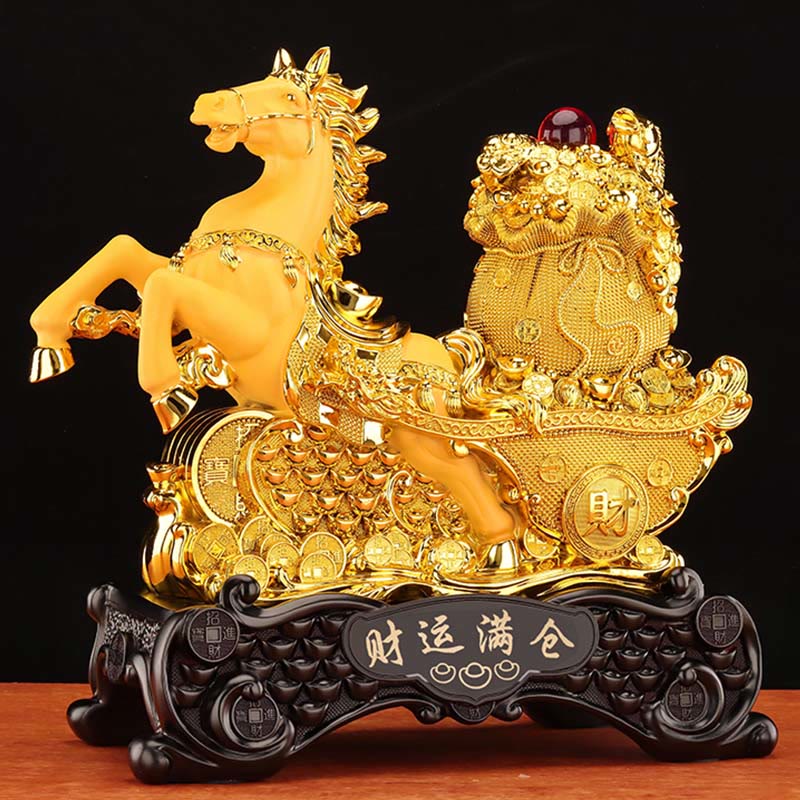 Buddha Stones "Buona Fortuna" Anno del Cavallo Ciotola del Tesoro Lingotti Ricchezza Resina Decorazione per la Casa - Image 18