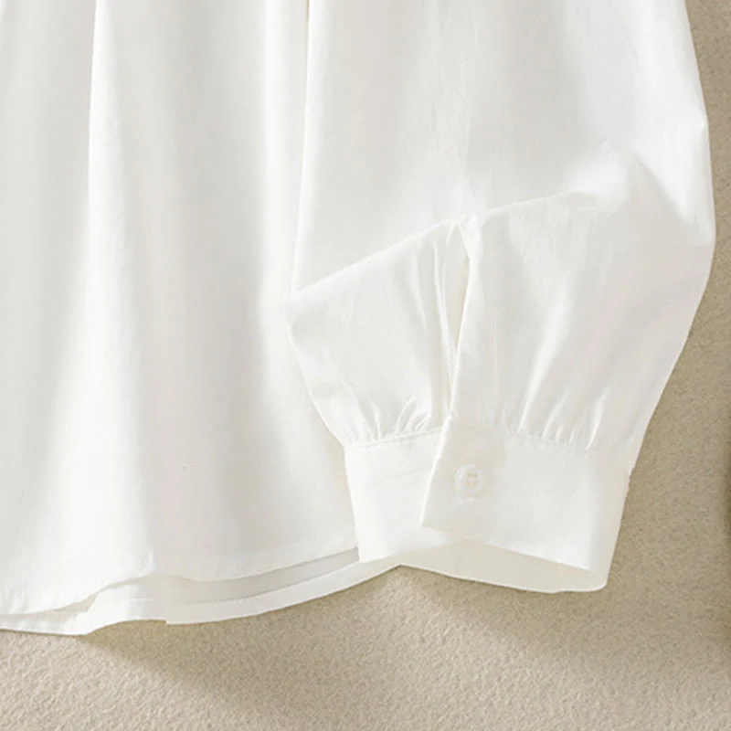 Buddha Stones Camicia casual da donna in cotone con revers in pizzo e maniche lunghe - Image 24