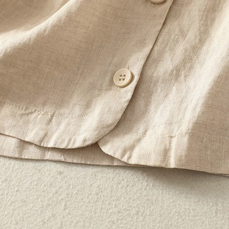 Buddha Stones Camicia da donna a maniche corte con scollo a V, tinta unita, design semplice, bottoni - Image 11